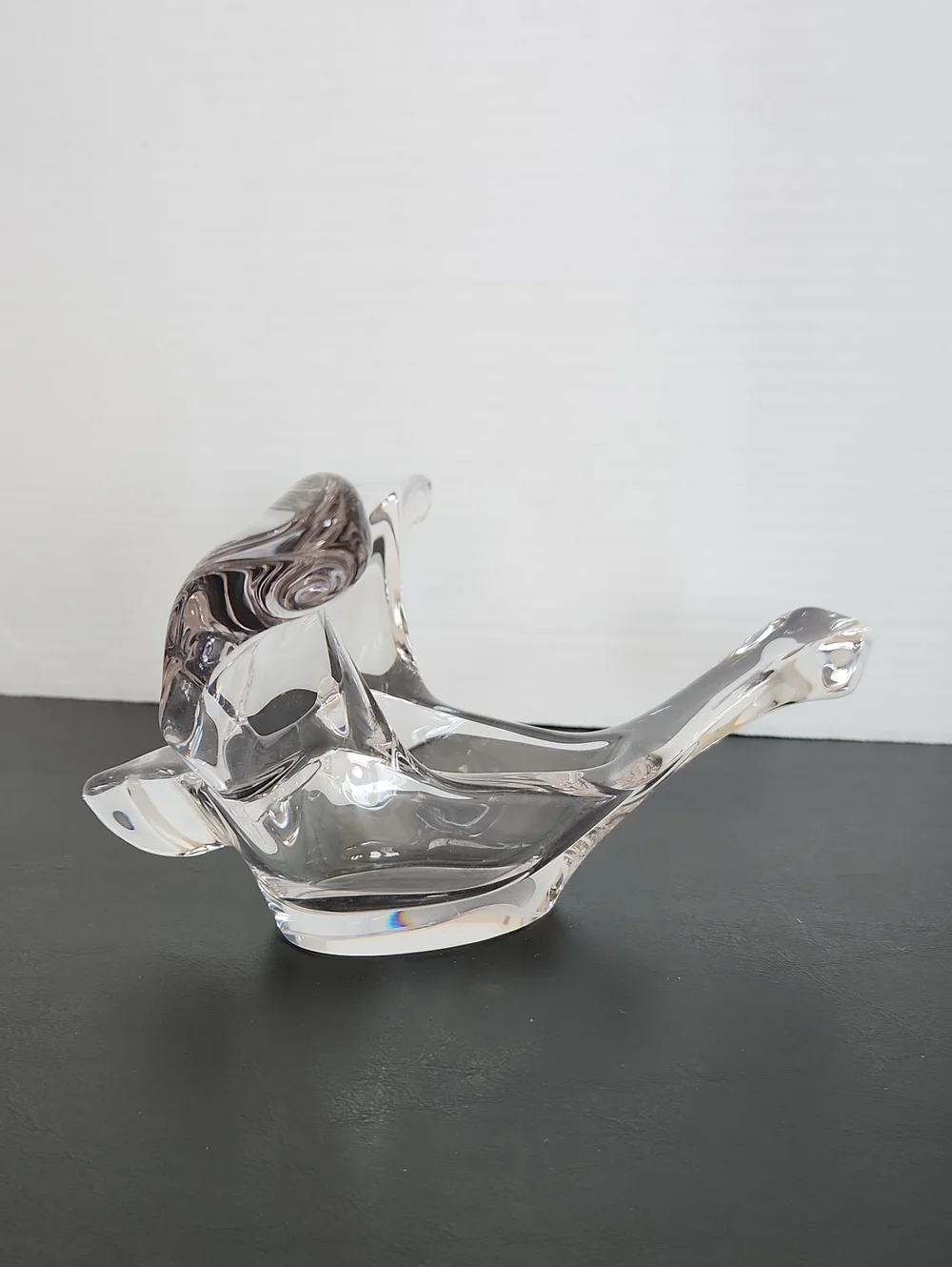 Princess House Lead Crystal Clear Glass Flying Dove Decorative Bowl
